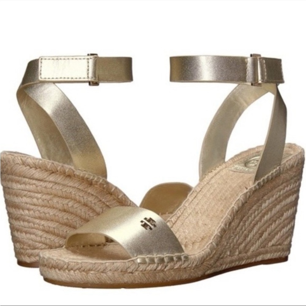Tory Burch Bima 2 Wedge Espadrille Sandals in Gold